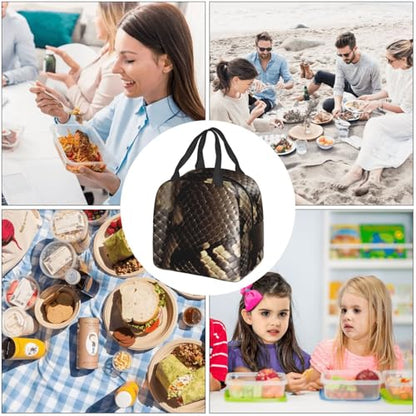 Insulated Lunch Bag Snake Skin Lunch Box for Women Men Reusable Leakproof Lunch Cooler Bag for Office Picnic - color: Snake Skin