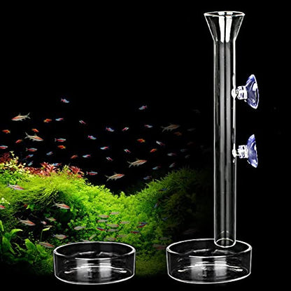 Shrimp Feeding Tube and Dish,2 Cup Clear Crystal Glass Fish Tank Shrimp Feeder Tube Tray - size: 8" + 2 Cups