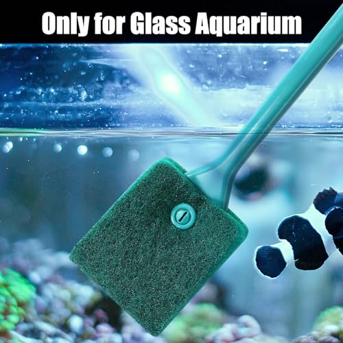 AQUANEAT 3pcs Fish Tank Cleaning Tools, Aquarium Double Sided Sponge Brush, Algae Scraper Cleaner with Long Handle - size: 3pcs