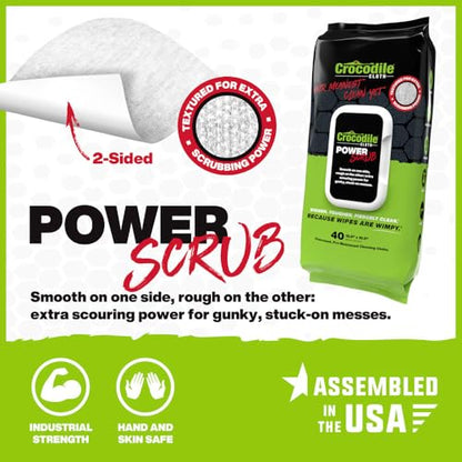 Crocodile Cloth PowerSCRUB Heavy-Duty Hand & Tool Cleaning Wipes, 12 Packs, 480 Count