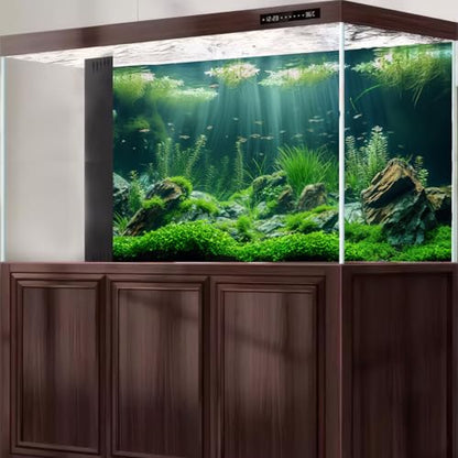 Underwater Aquarium Background Undersea Aquatic Plants Fish Tank Background Under The Sea Marine Life Sunbeam Terrarium Backgrounds Green Sea Grass Moss Rock Scene Reptile Tank Backgrounds 24x12in - color: Dark_Green, size: 24(W)x12(H)in