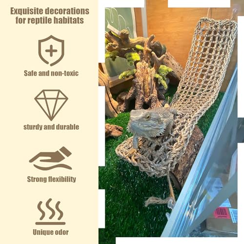 2 Pieces Bearded Dragon Hammock Large, 30" x 7" Reptile Hammock | Lizard Hammock, Climbing Habitat Tank Accessories, Reptile Bridge, For Chameleon Hermit Gecko Snakes - style: 2Pcs Rectangle
