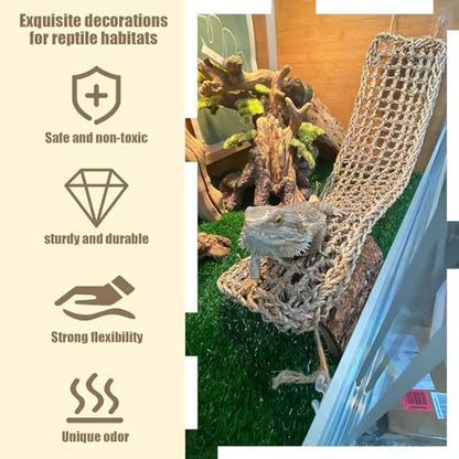 2 Pieces Bearded Dragon Hammock Large, 30" x 7" Reptile Hammock | Lizard Hammock, Climbing Habitat Tank Accessories, Reptile Bridge, For Chameleon Hermit Gecko Snakes - style: 2Pcs Rectangle