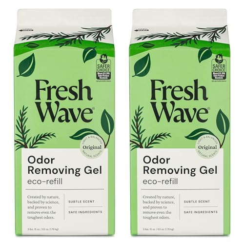 Fresh Wave Odor Eliminator Gel Refill, 2-Pk Original, 63 oz, Odor Absorber | Clove and pine plant oils, No parabens or phthalates, Refills small or large gel jars, Lasts 30-60 days per jar - size: 63 Fl Oz (Pack of 2)