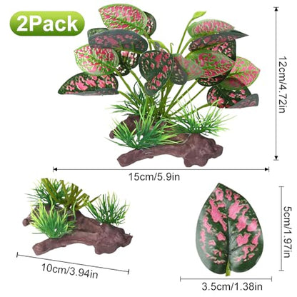 2Pcs Reptile Artificial Plants, Terrarium Plants Decorations, Aquarium Fish Tank Plant, Amphibian Habitat Hideout (Style-3) - color: Style-3