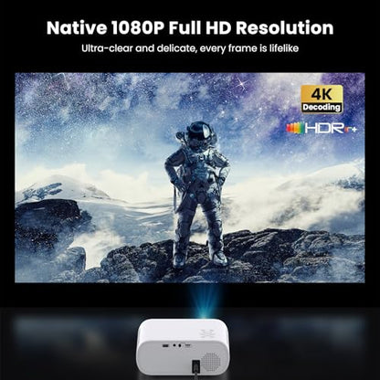 Official Licensed Smart Mini Projector with Wifi and Bluetooth | 1500ANSI, 4K Support, Compatible with Netflix, 10K+ Apps, Electric Focus, Outdoor/Indoor Movie, Home Theater, HDMI/USB for PC - style: Netflix System