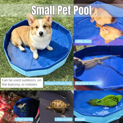 Foldable Dog Pool Blue Portable Small Pet Wading Pool (50/50/10 cm, #01) | Cat Dog Swimming Pools Bathtub Folding Cat Dog Pool for Indoor Outdoor Camping Picnic Backyard Collapsible Reptile Bath Pool