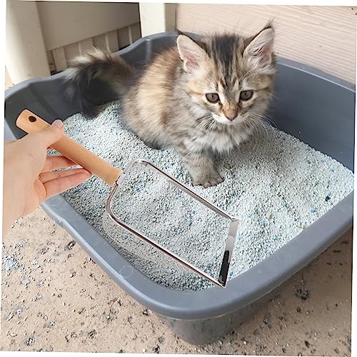 Metal Reptile Litter Scoop with Wooden Handle Shovel for Cleaning Reptile Excrement Cat Litter and Pet Waste Mesh Design