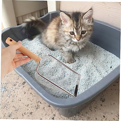 Metal Reptile Litter Scoop with Wooden Handle Shovel for Cleaning Reptile Excrement Cat Litter and Pet Waste Mesh Design