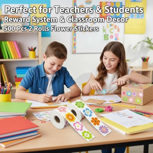 500Pcs/2 Rolls 12 Styles Flower Stickers, Packaging & Envelope Seals | 500Pcs/2 Rolls flower stickers; self-adhesive accents for packaging, envelopes, crafts, journals, gifts, rewards, or parties. - color: 500pcs- 12 Styles Flowers