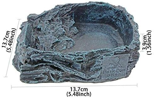 RUIAN Reptile Feeding Bowl Dish Bearded Dragon Food Water Terrarium Dish for Lizards, Geckos, Snakes, Tortoises, Chameleons(Large) - color: Deep blue