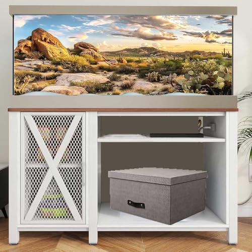 Reptile Habitat Background, Blue Sky Oasis Cactus Sun and Desert Terrarium Background with 6 EVA Double-Sided Tapes 36x18 inches/90x45 - color: Sun, size: 36"L x 18"W