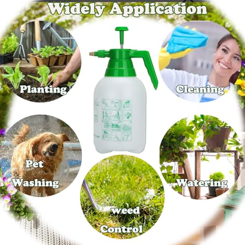 MRPAPA 2 Pack Garden Pressure Sprayer, 1/2 Gallon Handheld Sprayer | Translucent Spray Bottle with Adjustable for Houseplant Watering, Lawn Care, Household Cleaning & Patio Maintenance - color: 2L-Green-2PCS