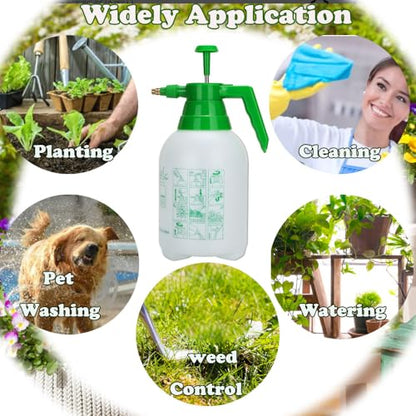 3 Pack 2L Garden Pressure Sprayer, Hand Pump Plant Spray Bottle | Translucent Handheld Sprayer for Indoor Houseplant Watering, Lawn Care, Household Cleaning & Patio Maintenance - color: 2L-White-3PCS