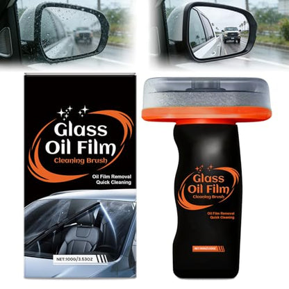 Glass Oil Film Remover for Car, Hand-Held Glass Emulsion Cleaner, Glass Cleaner Automotive Oil Film Cleaning Brush for Car Windows, Windshield and Mirrors, Improve Driving Visibility