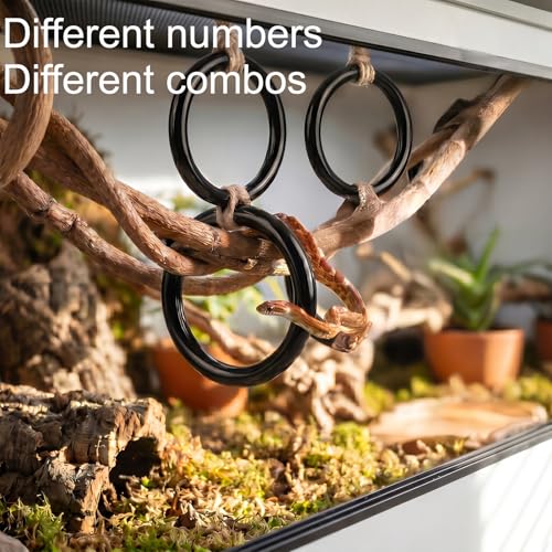 Horsmiyla 3-Ring DIY Snake Climbing Rings for Ball Python Tank Decor | Customizable Vertical Reptile Enrichment Toys, Reptile Cage Accessories Fit Chameleon & All Reptile Habitats