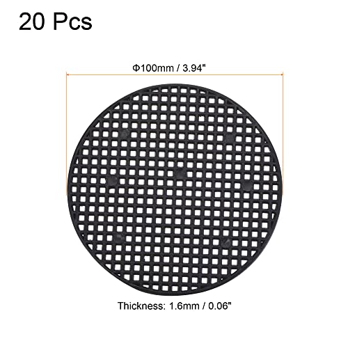 MECCANIXITY Flower Pot Hole Mesh Pad 4 Inch Bonsai Plant Bottom Round Plastic Soil Grid Screen Mat, Black Pack of 20 - size: 4"