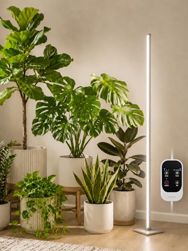 Vertical Grow Light for Indoor Plants, 60in LED Standing Lamp | 36W Full Spectrum Plant Lights with Auto Timer, 268 LEDs Dimming and 3 Light Modes for Wide Coverage Area in Indoor Gardens - size: 60 IN(Silver)