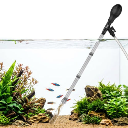 hygger Aquarium Gravel Vacuum Siphon, Adjustable Flow Manual Fish Tank Water Changer for Sand Cleaner with 6.5 Ft Hose, Suction Ball, Aquarium Gravel Cleaner Adjustable Length (Up to 30 Gal Tank) - size: S