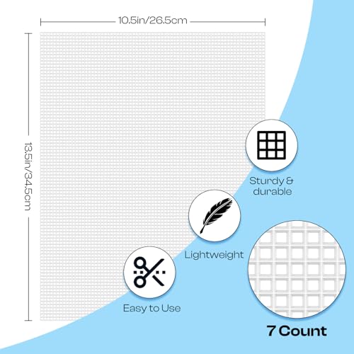 Caydo 16 Pieces 7 Count Plastic Mesh Canvas Sheets, Eye Mesh 10.5x13.5 Inch | for Therian Mask, Acrylic Yarn Crafting, Knit Crochet Projects and Make Aquarium Dividers - color: Clear White - 16pcs
