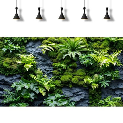 2 Packs Rock Wall Reptile Tank Background Lush Green Tropical Leaves Aquarium Background Nature's Embrace Tropical Green Plants Fish Tank Backgrounds Moss Wall Reptile Enclosure Backgrounds 24x12in - color: Green, size: 24(W)x12(H)in