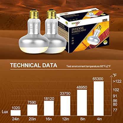 WACOOL 4 Pack Heat Lamp Bulbs for Reptiles, 100W Intense Basking Spot Lights, Simulate Daytime Sunshine Heat Bulbs, UVA Daylight Heat Lamp for Bearded Dragon, Lizard, Turtle, Tortoise, Gecko - style: 100W-4 pack