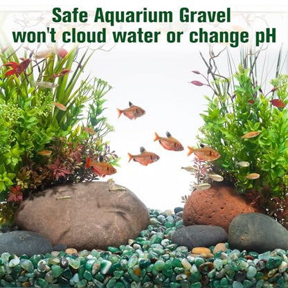 Halatool 1LB Green Agate Aquarium Gravel, 0.35"-0.6" Landscaping Pebbles | Polished, Safe, Fish Tank Gravel for Fish Tanks, Succulents, Plant Top Dressing, Fairy Gardens, Vase Filler, Home Decor - size: 1 LB, style: Green Pebbles