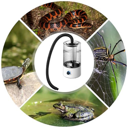 Pet Humidifier with Adjustable Hose, 1.06 Gallon Reptile Fogger for Terrarium, Quiet Cool Mist Maker for Lizard Snake Tortoise, 3 Spray Levels, Auto Shut-Off, White
