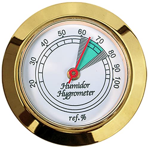 Medium Round Analog Hygrometer Humidity Gauge for Humidors - Color: Gold - color: Gold