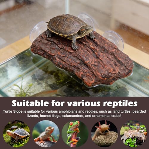 Turtle Basking Plat Form with 3 Suction Cups, Fish Tank Aquarium Tortoise Climbing Plat Form, Baby Tortoise Resting Terrace, Climbing Ramp Shale Reptiles Dock for Terrapins, Frogs
