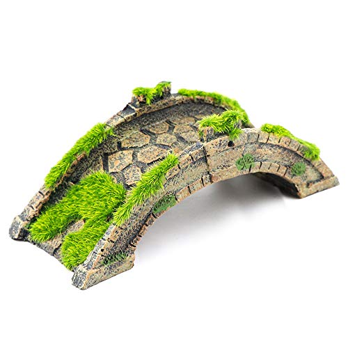 AQUA KT Fish Tank Decor Arch-Bridge Drawbridge with Grass for Aquarium Landscaping Decoration - color: Arch Bridge