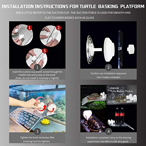 Turtle Basking Platform, Turtle Tank Platform, Aquarium Animal Transparent Sink Wharf, Reptile Habitat, Turtle Tank Dock Floating Decor with Sucker Cap