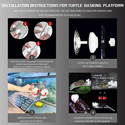 Turtle Basking Platform, Turtle Tank Platform, Aquarium Animal Transparent Sink Wharf, Reptile Habitat, Turtle Tank Dock Floating Decor with Sucker Cap