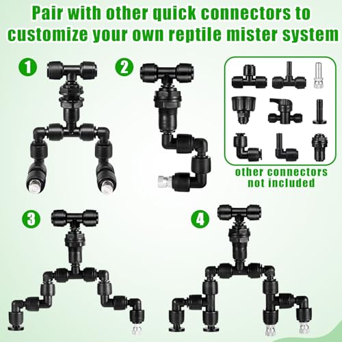 20 Pack 1/4" Push to Connect Fittings Elbow Connectors | Reptile Mister System 1/4" Quick Connect Fittings,Reptile Mister Fittings for Aquarium,Vivarium,Irrigation System - size: 20 Pack 1/4" Elbow-B