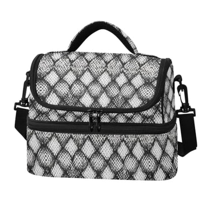 ATTX Snakeskin Texture Double Deck Lunch Bag for Work & Travel | Insulated lunch bag with double compartments, roomy storage and portable design for work, travel and outdoor activities.
