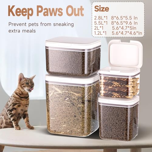 25 lb Airtight Dog Food Storage Container with Scoop | Large airtight BPA-free bin with measuring cup keeps up to 25 lb of dry dog or cat food, treats, rice, or flour organized. - color: (D1035)-1.2L-2