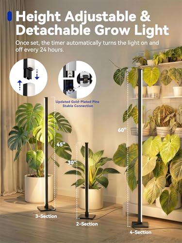 Vertical Grow Light for Indoor Plants, 60in LED Standing Lamp | 36W Full Spectrum Plant Lights with Auto Timer, 268 LEDs Dimming and 3 Light Modes for Wide Coverage Area in Indoor Gardens - size: 60 IN