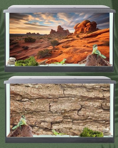 4 Pcs 36 x 18'' Reptile Tank Background 30/40/50 Gallon Bearded Dragon Terrarium Background Decor Polyester Reptile Tank Accessories for Leopard Gecko, Crested Gecko, Tortoises - size: 36 x 18 Inch