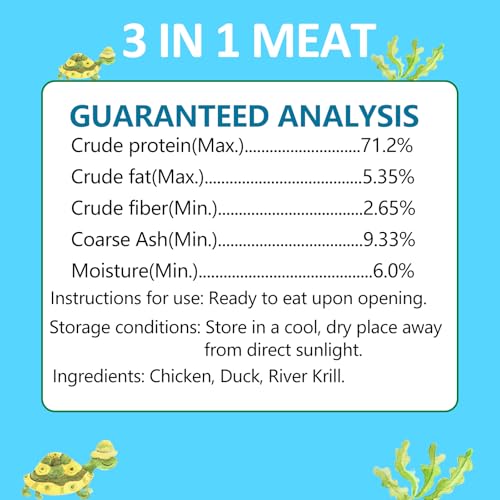 Turtle Food - 5.7 OZ Natural Freeze-Dried Meat - Chicken, Duck, and Shrimp - Healthy Treats for Turtles, Aquatic Turtle, Baby Turtles