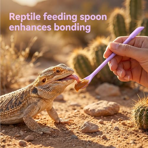 Jeffdad 4 Pcs Reptile Spoon, Reptile Feeding Spoon Crested Gecko Food Spoon | Reptile Powder Fruit Mixing Stirring Food Feeding Spoons Long Handle Feeding Tool fit Gargoyle Bearded Dragon Lizard