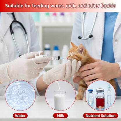 Baby Bird Feeding Syringes, Parrot Hand Syringe Feeder with Soft Tubes, Syringes with 5.94” Tube for Cat Dog Small Animals, Plastic Syringe for Milk Water Liquid Food, Reusable(10ml+10ml+20ml+60ml)