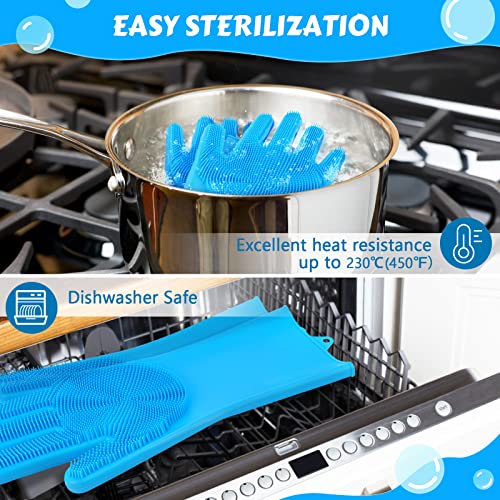 Pecute Silicone Pet Grooming Gloves for Washing Cats Dogs Bath Brush Large | 3,000 soft bristles, Gentle massage & deshedding, Dishwasher safe, For large/thick coats, Home/car cleaning - size: Large