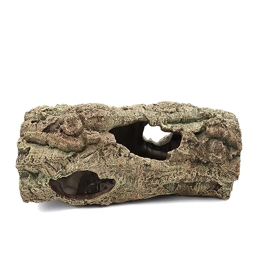 Reptile Terrarium Hideout Decor, Resin Wood Hide, Large | For Reptiles, Fish, Amphibians, Small Animals