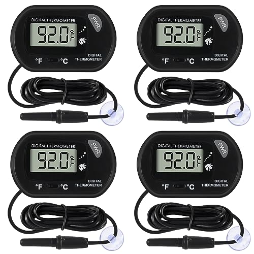 4Pcs Aquarium Thermometer Fish Tank Thermometer Reptile Fahrenheit Terrarium Water Temperature Indicator Test Digital with LCD Display Fahrenheit/Celsius - color: 4PCS