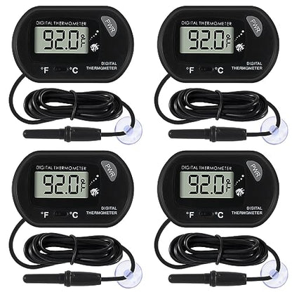 4Pcs Aquarium Thermometer Fish Tank Thermometer Reptile Fahrenheit Terrarium Water Temperature Indicator Test Digital with LCD Display Fahrenheit/Celsius - color: 4PCS