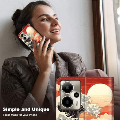 for Cricket Outlast 5G 2024 Wallet case with RFID Blocking Credit Card Holder Kickstand, Folio Flip PU Leather Shockproof Protective Cover for AT&T Motivate Pro 5G, Sea Wave - color: Sea Wave