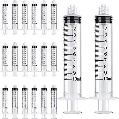 TecUnite 20 Pack Syringe, Plastic Curved Syringes for Epoxy Resin, Craft, Feeding Pets Animals, Oil or Glue Applicator - size: 10 ML