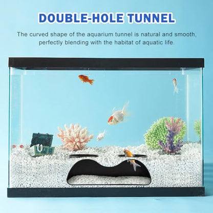 Aquarium Cave Tunnel, 2-Hole Fish Tank Hideout for Gravel Setup | Under-gravel aquarium tunnel cave for fish and shrimp hiding, resting, and viewing