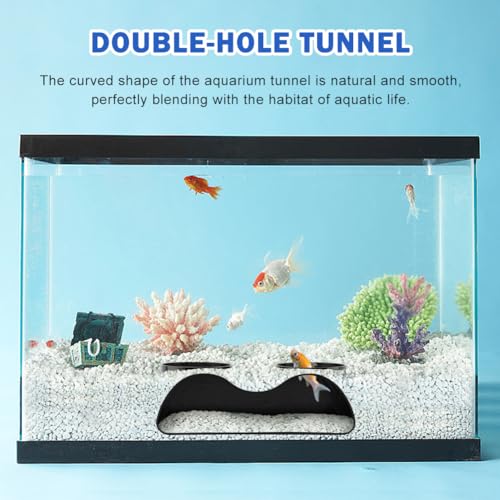 Aquarium Underground Tunnel Cave,Two Hole Viewing Fish & Shrimp Under Gravel Tunnel,Shrimp Cave Aquarium Tunnel for Breeding,Viewing Fish and Shrimp