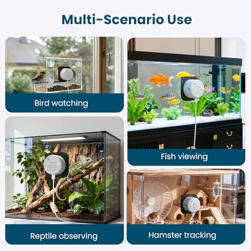 litokam F1.0 Aperture Fish Tank & Reptile Pet Camera.2K 3MP Anti-Glare Aquarium Terrarium Camera with Close-Focus Lens, 147° Ultra-Wide Angle, 3X Zoom, 2.4G/5GHz WiFi